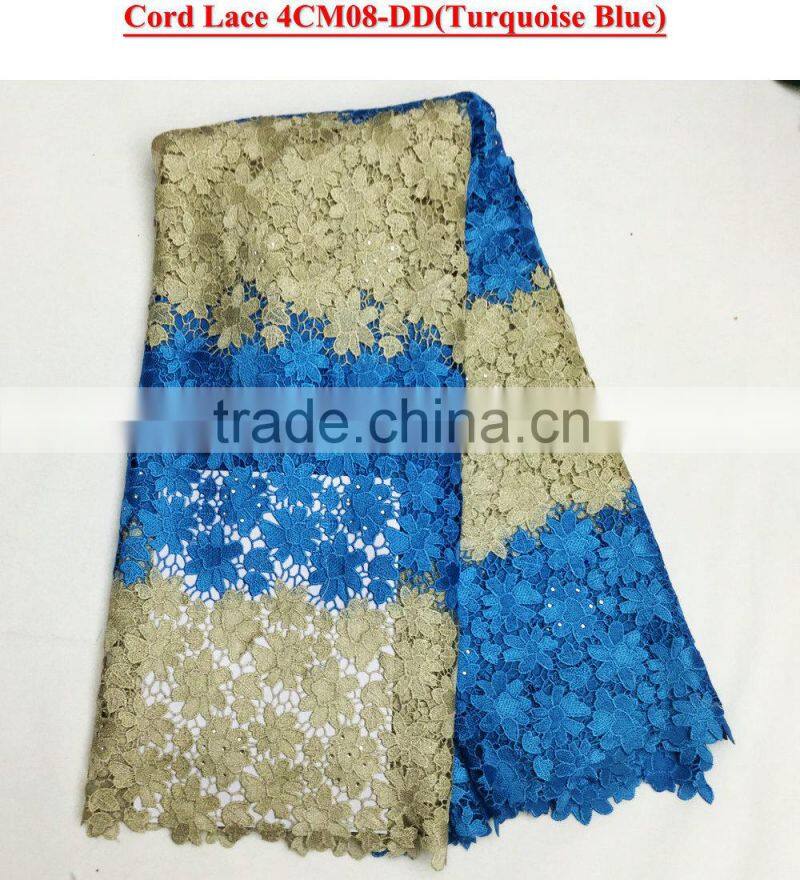 Afircan embroidery cord lace of silver guipure lace for wedding