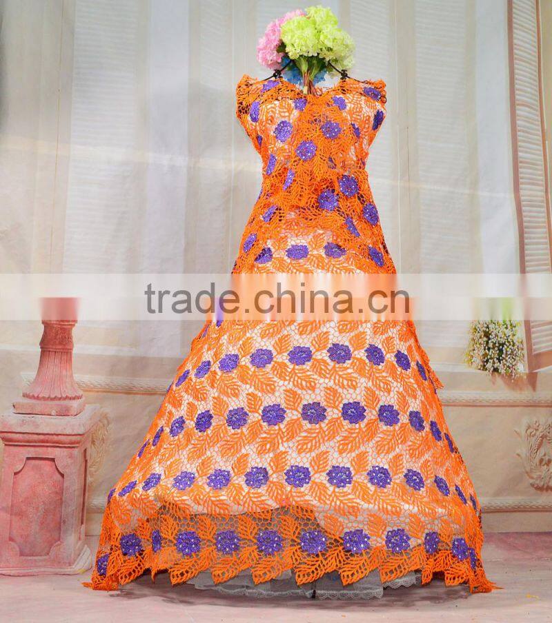 2015 High quality lace new fashion lady dress cord lace fabric with stones