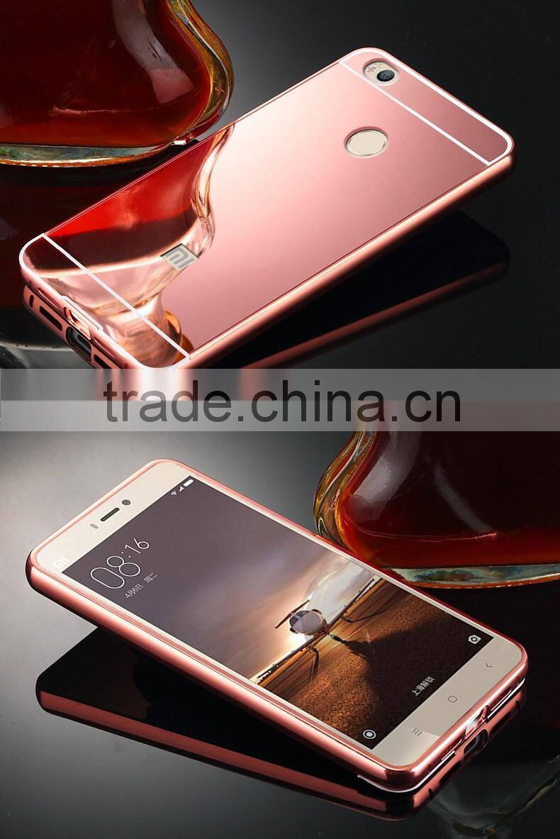 Aluminum Metal Bumper And Mirror PC Back Phone Case Cover For Xiaomi MI 5 For Mi 4S
