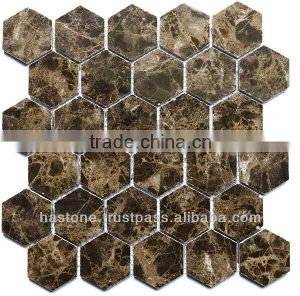 GREY YELLOW HEXAGIONAL MARBLE MOSAIC 2''