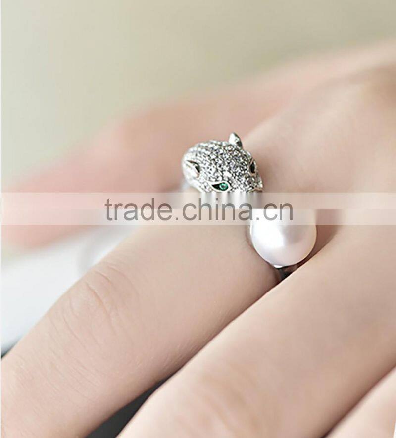 Leopard design S925 silver pearl jewelry Rings for export
