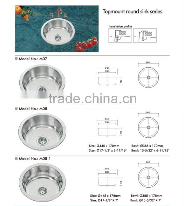 SUS304 round corner kitchen sink