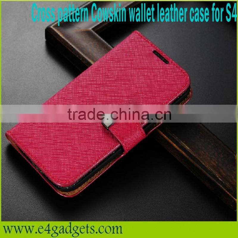 Genuine leather Cross pattern cover case for samsung galaxy s4 active i9295