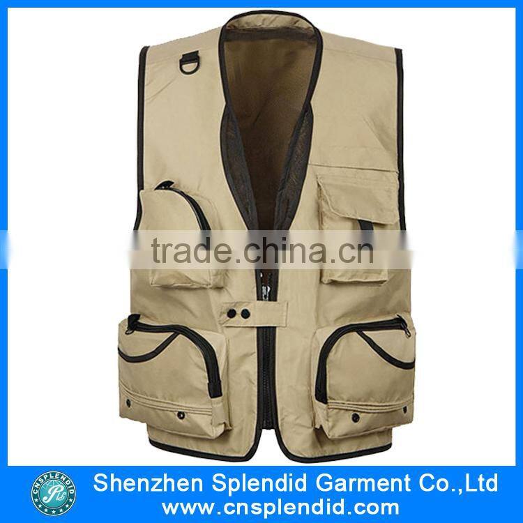 2016 Latest design multipocket dark green men' cargo vest