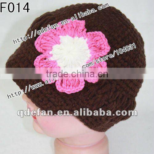 Wholesale 100% cotton crochet baby sun hat hand knitted girl hats knitting flower hats manufacture