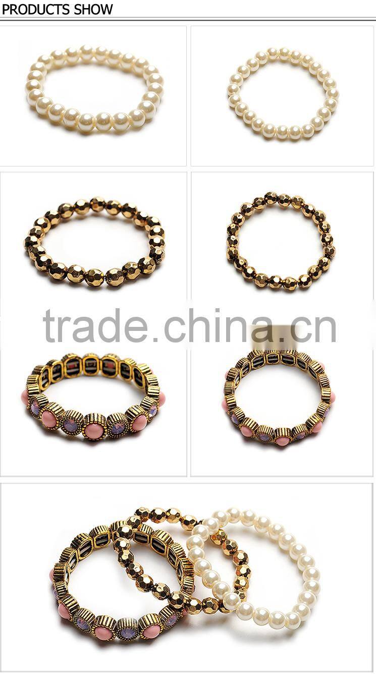 Classical pearl beads bracelet jewelry for delicate women and young girl in 2016