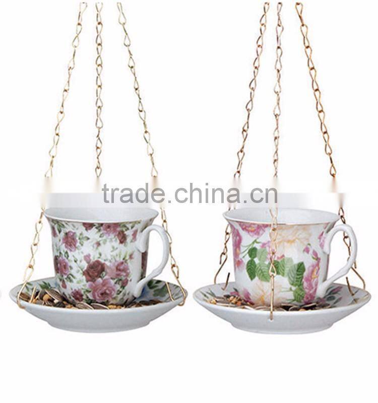 Hanging teapot ceramic bottle bird feeder