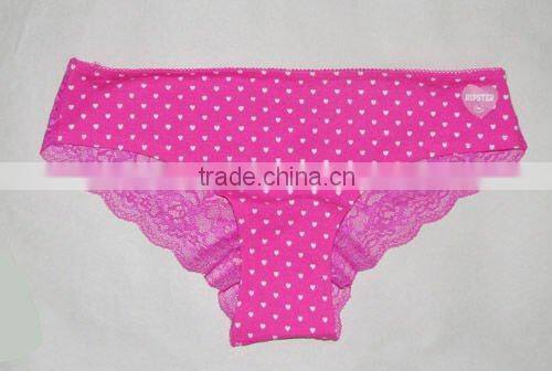 women's sexy and confortable pink printed panties with lace