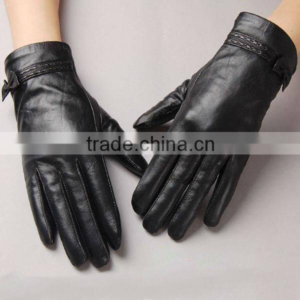 2014 Fancy Unisex Black Cut Finger Leather Glove