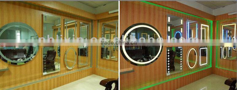 roundly illuminated mirror with heat pad for hotel
