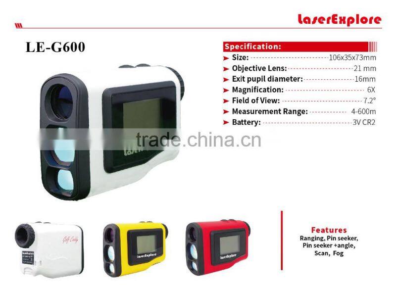 Laserexplore Waterproof Golf LCD Range finders with slope with pinseeker 600m Jolt Laser Rangefinders