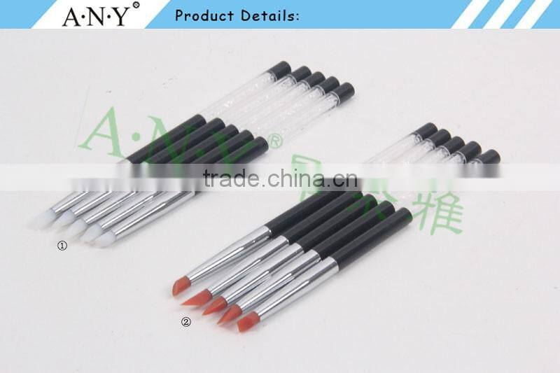 ANY Nail Art Design 3D Carving Crystal Handle 5PCS Silicone Brush Set