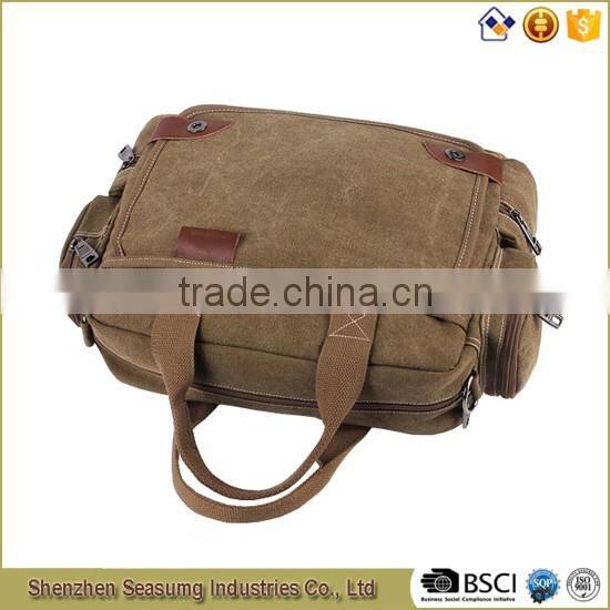 High Quality Canvas Business Handbag with Real Leather Trim