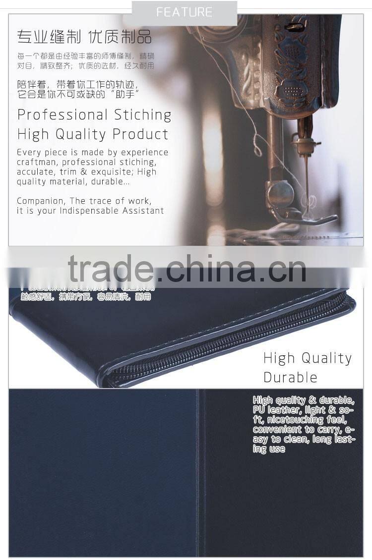 A4 leather Customized Cheap portfolio file folder with Zipper