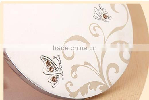 high quality fancy metal alloy flexible round one side No Foldable diamante personalized pocket mirror/cosmetic mirror