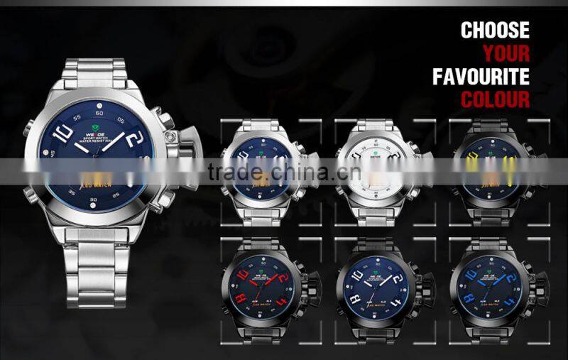 2015 new model WEIDE Sport Steel Watch With Trend Design LED Display Luxury Digital Analog Quartz Watch China Supplier
