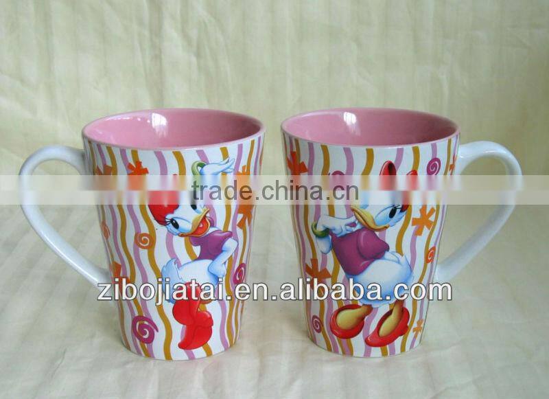 Ceramic V Shape Mug With Fruit Decal Printing