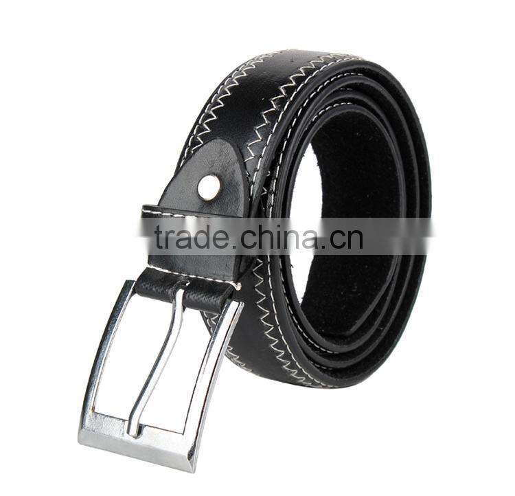 Wholsale Black Color Sewing Mans Belt PU Material Belt