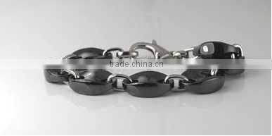 Top Quality Mens White Ceramic Bracelets with cross Charm leather clasp