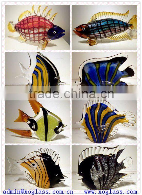 Art Glass Colored Decorative Table Top fish Decor xo-A005 and art glass home decoration