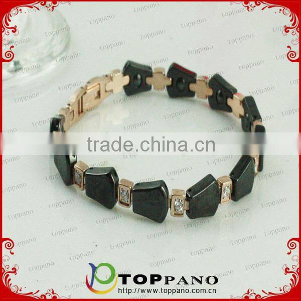 high quality white crystal health care stainless steel energy magnetic germanium bracelet for ladies