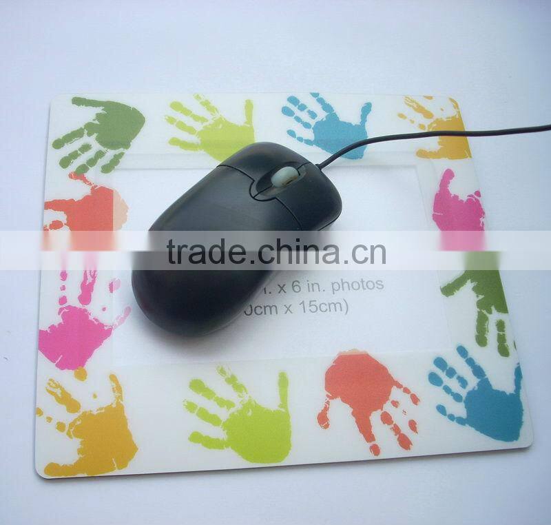OEM photo insert mouse mat , full color printing photo frame mouse pad