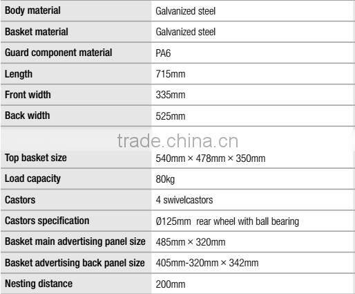 Airport chrome plating steel shopping hand cart
