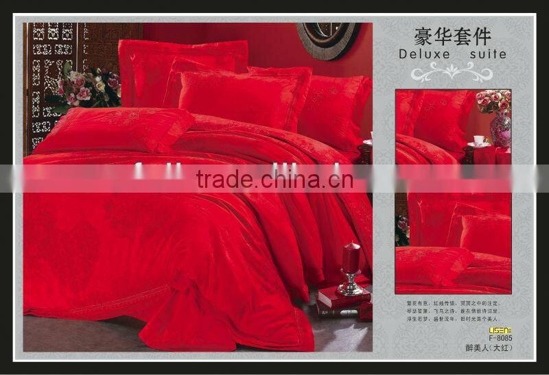 Viscose Cotton Jacquard Fabrics Bright Red