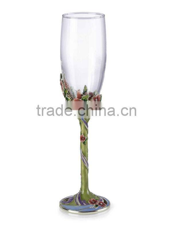 RORO Hawaii hibiscus enamel crystal glass wine glass champagne glass