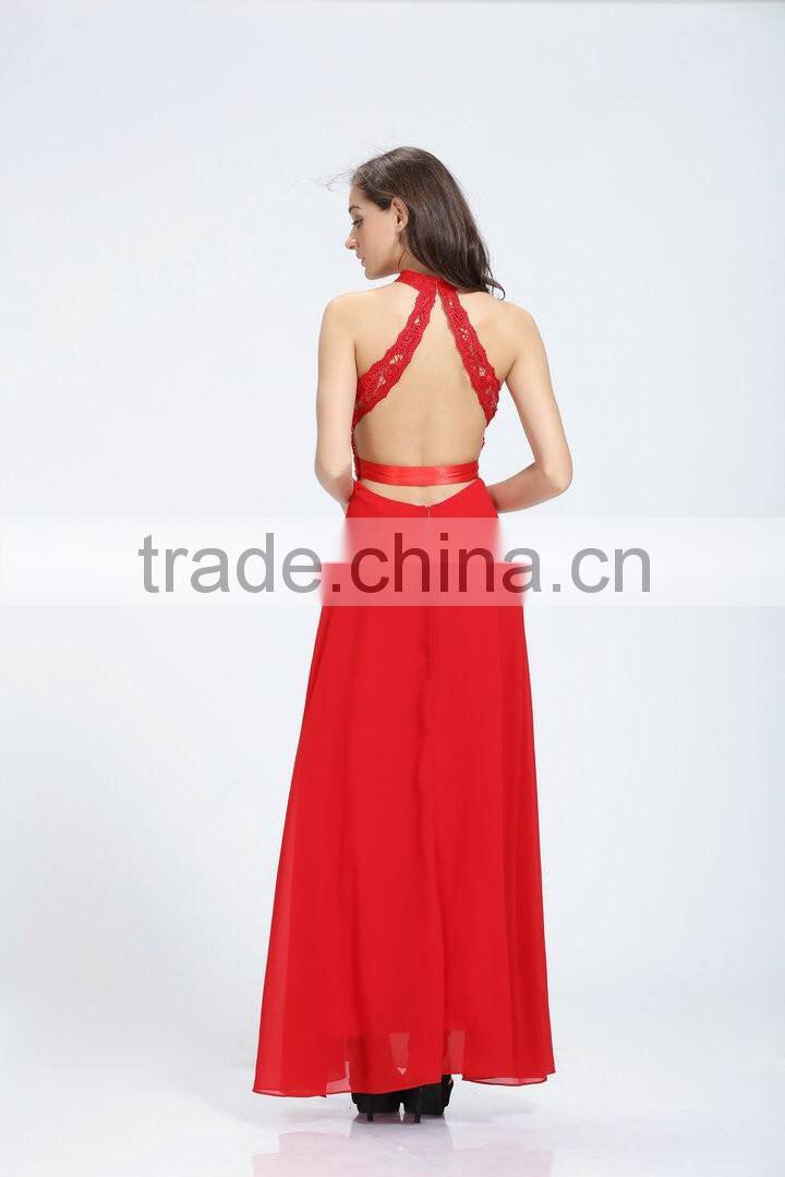 V-1031 hot red chiffon latest designs unique gorgeous prom dress 2016