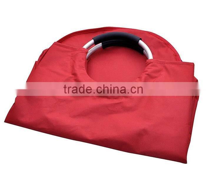 Aluminum handles printing polyester grey laundry basket laundry hamper, laundry bag
