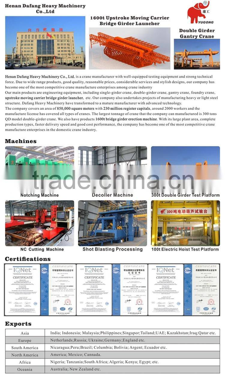 Heavy Duty Engineers Service QD Type 200 ton Double Girder Overhead Crane Price