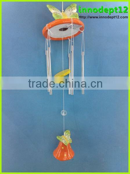 Hanging decoration pottery butterfly wind chime with bell