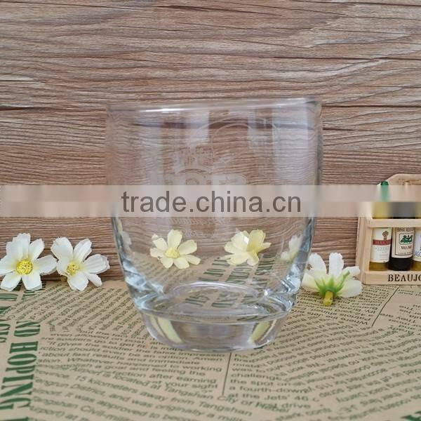 Clear glass tumbler with 280ML capacity and 14 angles bottom