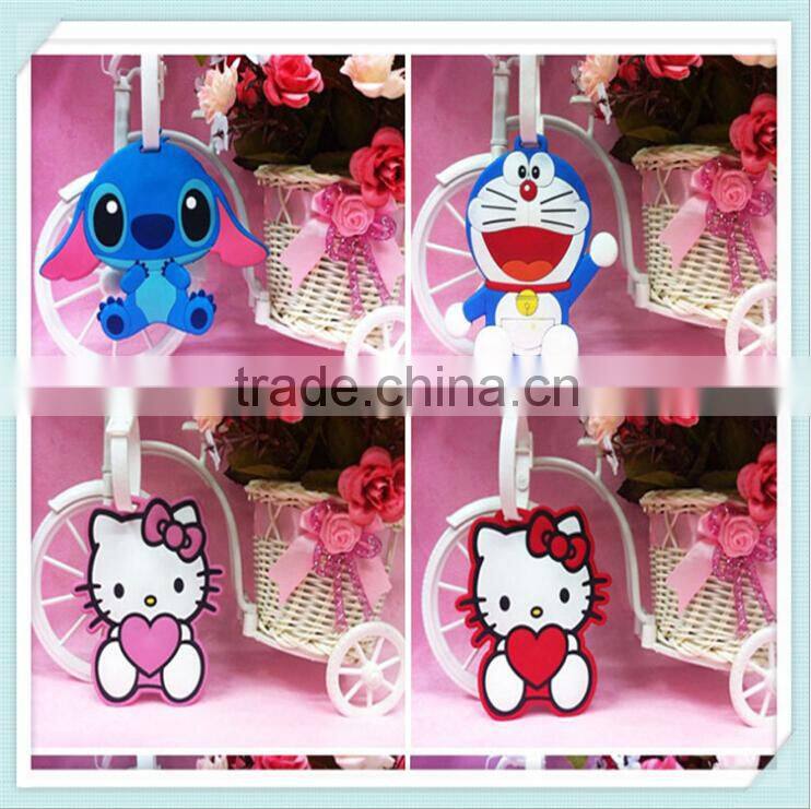 Cartoon Design Trolly Luggage Tag Wholesale/Handbag Soft Pvc Hang Tag Label/Promotional Gift Suitcase Name Tag
