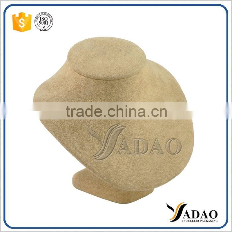 Good quality brown velvet bronze necklace display bust