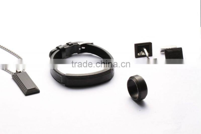 Popular jewellery set carbon fiber stainless steel jewelry for men