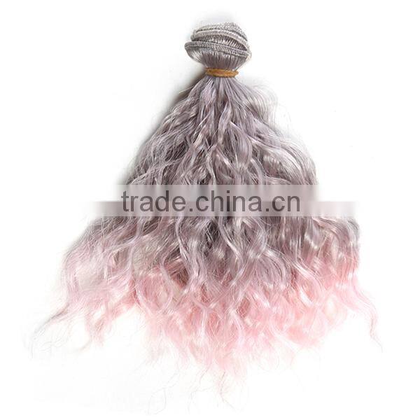 colorful synthetic curly hair piece for BJD doll wig