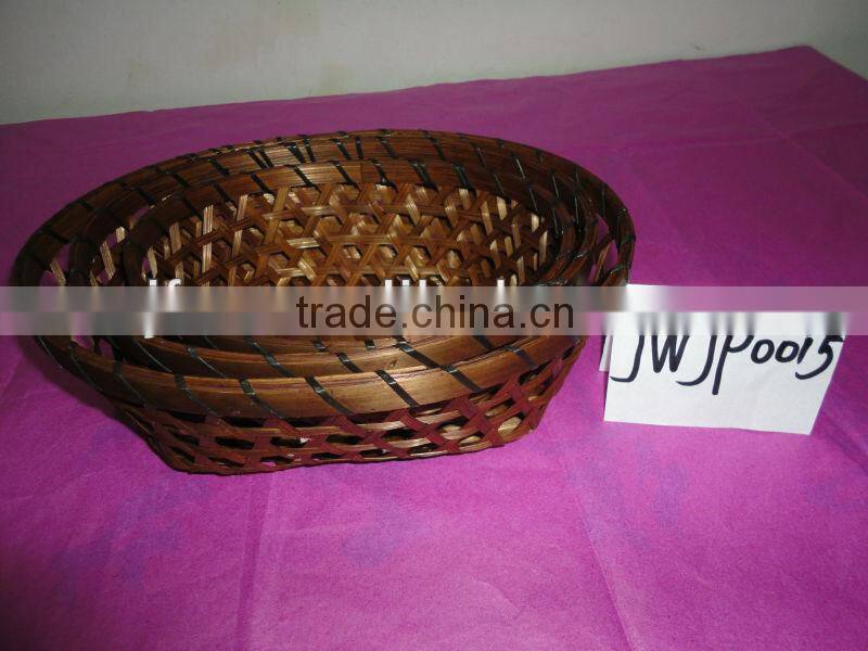 fruit basket cheap price oval brown colour handmade weaving bamboo basket
