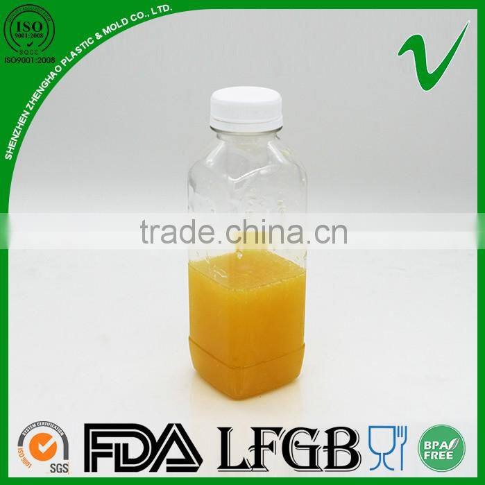clear square PET plastic bottle for cold pressed juice with food grade