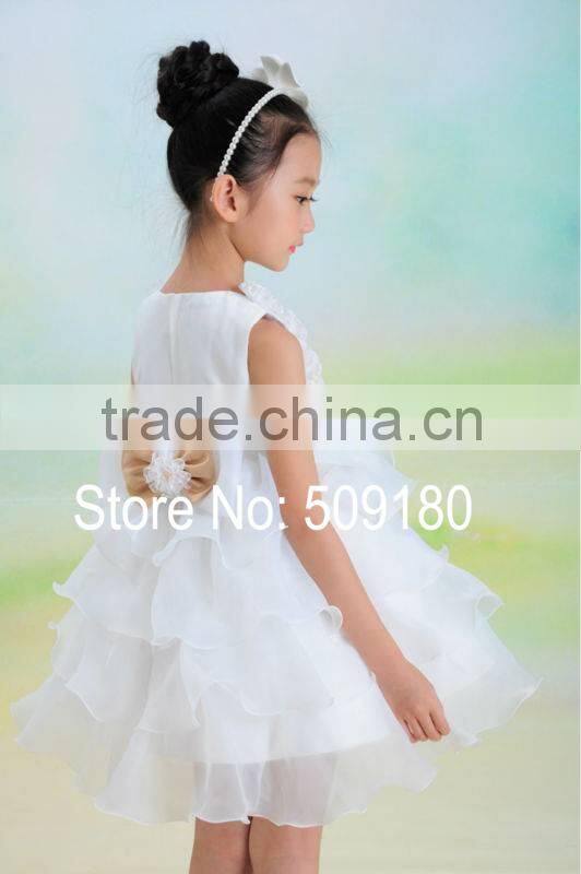 Lovely White Sleeveless Knee Length Custom Made Vestidos Girl Dress for Wedding Ball Gown FG020 flower girl dress patterns