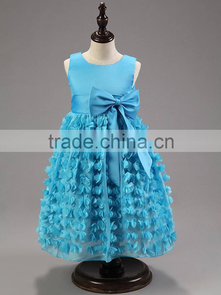 New Cute Fashion Baby Girl's Dress Kids Cotton Rose Flower Bowknot Sleeveless Princess Party Dress Wedding Flower Girl Dresses