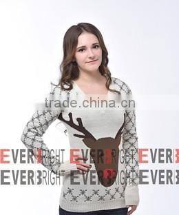 latest new style women crewneck cable knit sweater pullover with lace