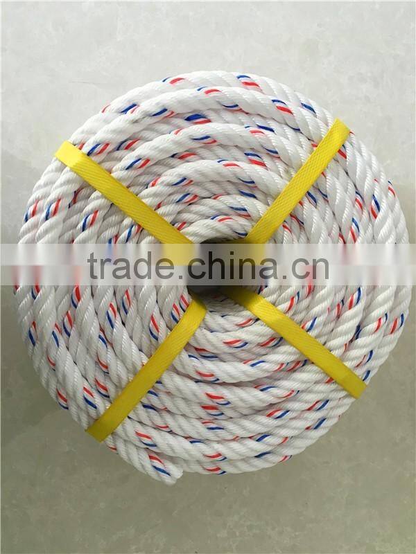 Cheapest PP Polypropylene Warning Rope For Sale White With Red And Blue Tracer