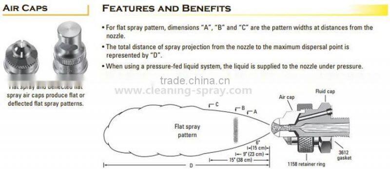 303ss Flat spray pressure set-ups air atomizing nozzle