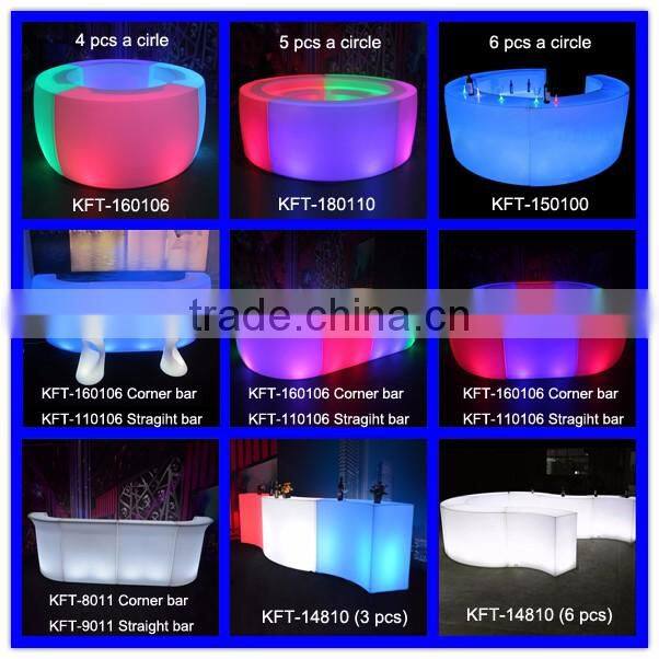 2017 Modern PE Plastic Bar Table Set high bar cocktail table white plastic LED Furniture led bar table