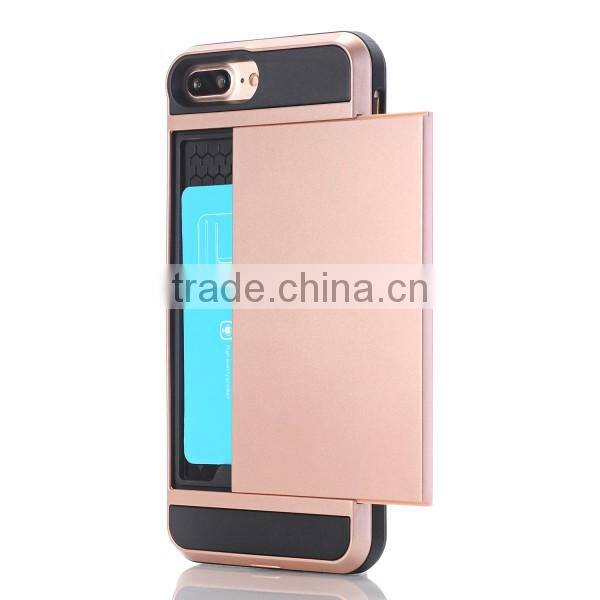 Slide cover card slot phone case TPU + PC material phone hull for iPhone7 7plus