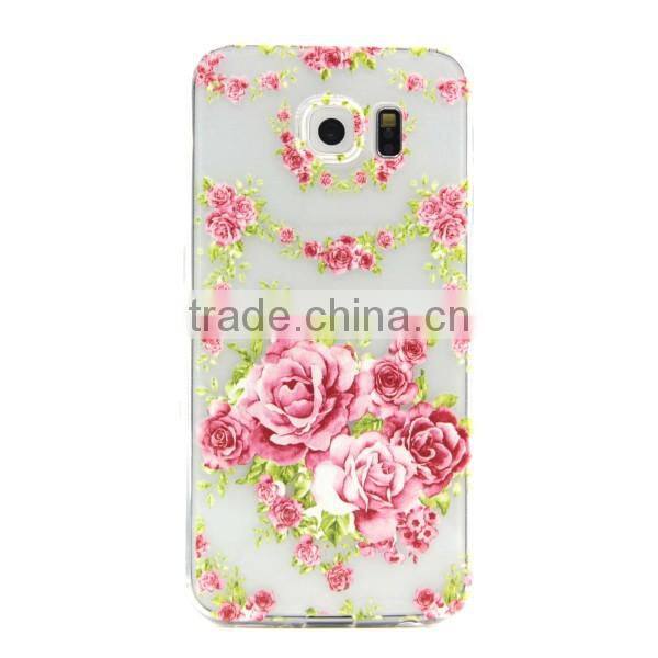 Soft TPU Back Cover for Samsung S6, IMD Printing Transparent Phone Case For Galaxy S6