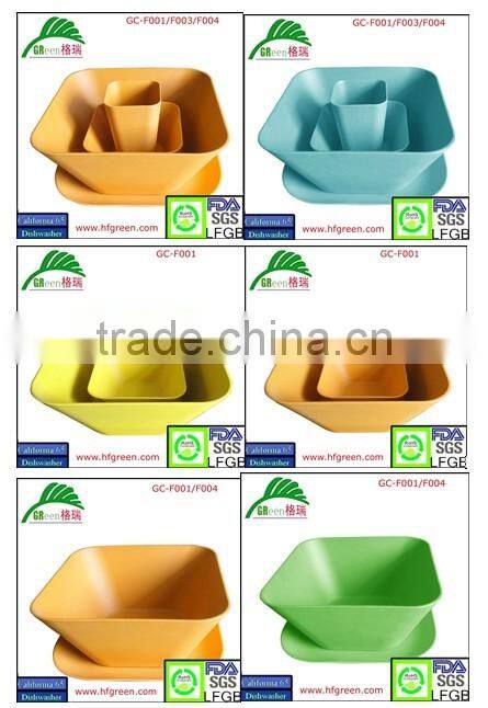 Anhui factory square bamboo fiber tableware set