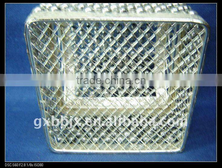 Silver square pearl wire storage compartment box